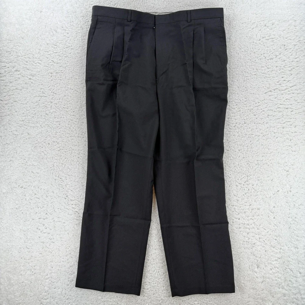 VTG Levis Travelers Dress Pants Mens 42x30 Black Classic Fit Wool Blend Office